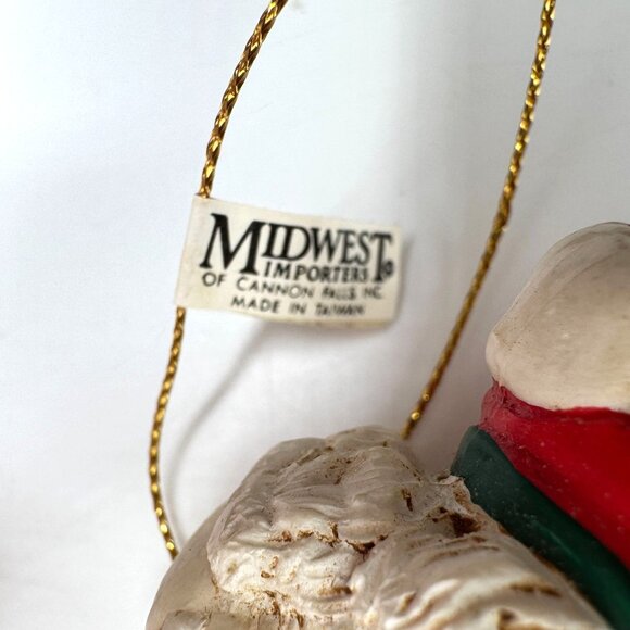 Set Of 2 Midwest Importers Santa Claus Resin Hanging Ornaments 4.5" Tall Vtg - Picture 4 of 12